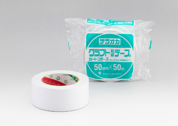 TERAOKA寺岗胶带 寺冈246 白色牛皮纸胶带高粘强力淋膜可书写夹筋降解电商封箱打包免水牛皮胶带0.14mm厚