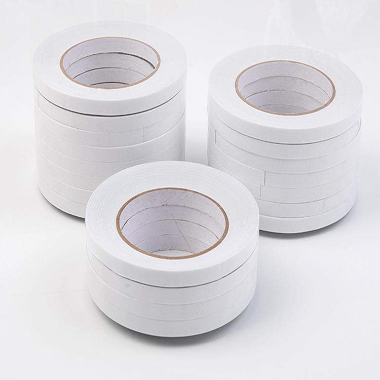 高强度棉纸胶带工厂直销棉纸双面胶带 超粘透明双面胶办公纸胶带可手撕胶带